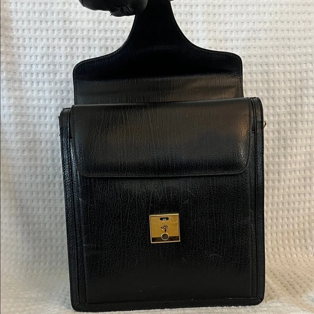 Bally Black Leather Briefcase with Gold Accents - Picture 12 of 16